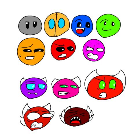 I decided to draw the gd difficulty faces : r/geometrydash