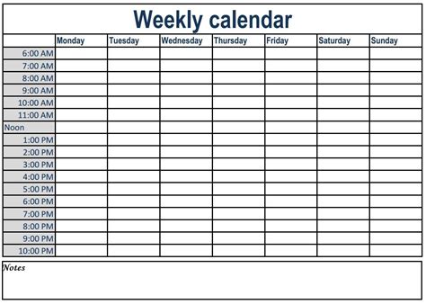 Weekly Calendar With Time Slots #weeklyplanner #calendars #template #weeklycalendar | Weekly ...