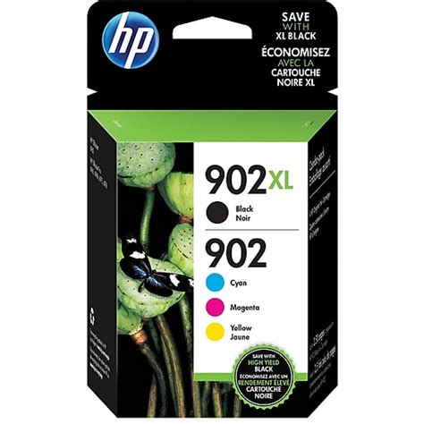 HP 902XL/902 Black High Yield, Cyan/Magenta/Yellow Standard Yield Ink ...