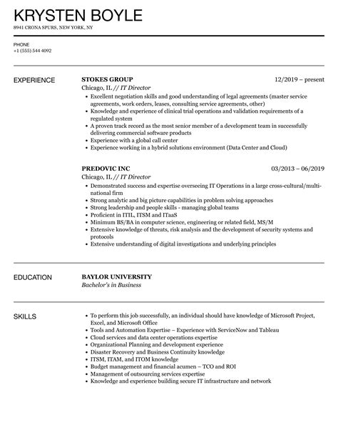 Sample It Director Resume - WillardShillings Blog