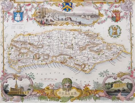 Sussex - Antique Map by Thomas Moule, circa 1842 £148.00 | Antique map, Antique maps, Antiques