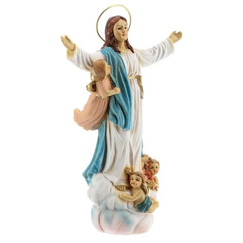 Assumption of Mary statue with angels in resin 18x12x6 cm | online sales on HOLYART.com