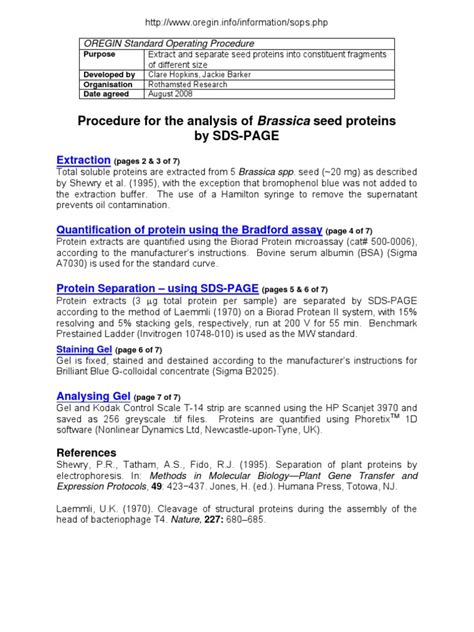 Plant Protein Extraction Protocol For SDS Page | PDF | Scientific ...