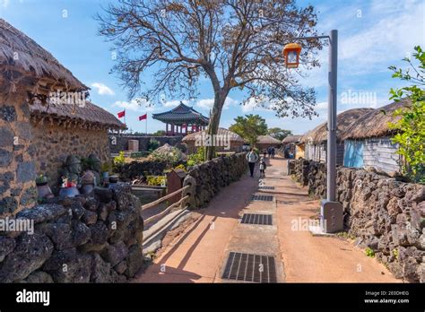 Traditional houses at Seongeup folk village at Jeju island, Republic of Korea Stock Photo - Alamy