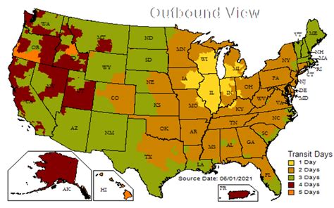 UPS Shipping Zones Chart