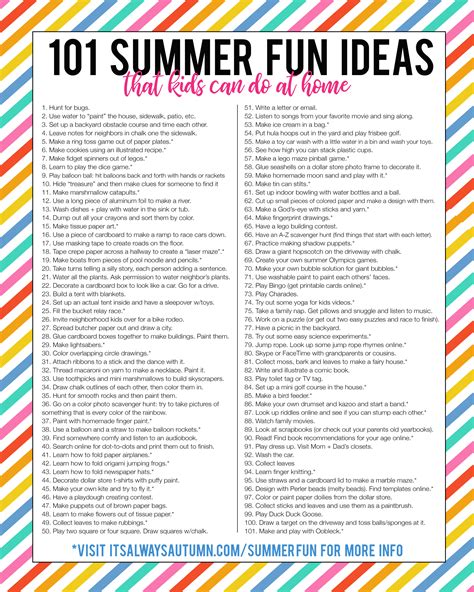 101 summer fun ideas that kids can do at home - It's Always Autumn