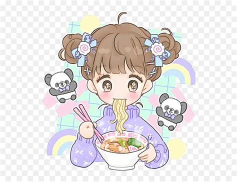 Anime Food Png - Anime Girl Eating Ramen, Transparent Png - vhv