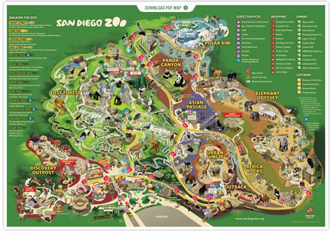 San Diego Zoo: Zoo Map | San diego travel, Visit san diego, Zoo map