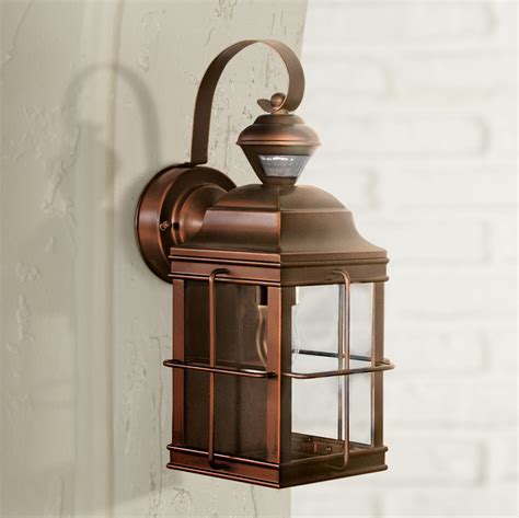 14" Weathered Bronze Decorative Security Wall Light Motion Sensor Outdoor Lamp