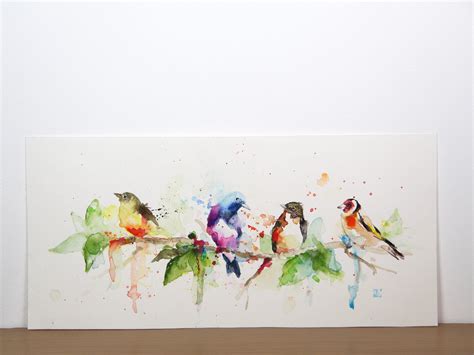 Birds on Tree Branch Painting Original Watercolor Art - Etsy | Original ...