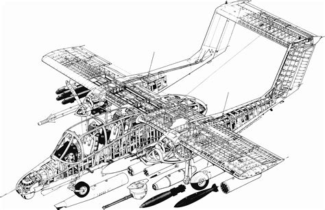 North American Rockwell OV-10 Bronco Cutaway Drawing in High quality