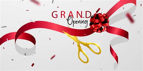 Grand opening card with red ribbon background glitter frame template ...