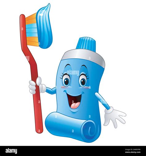 Cartoon cartoon toothpaste tube holding tooth brush Stock Vector Image & Art - Alamy