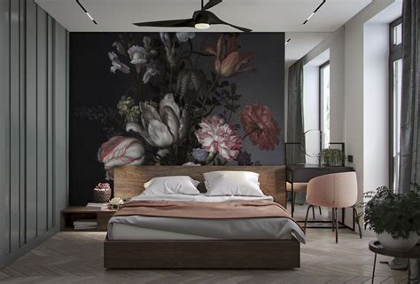 Dark Vintage Floral Removable Wallpaper Dark Wall Mural - Etsy ...