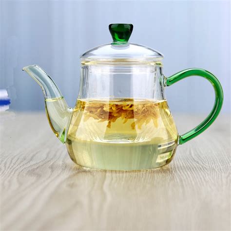 Ultra Clear Elegant 400ml Borosilicate Glass Teapot Strainer Removable ...