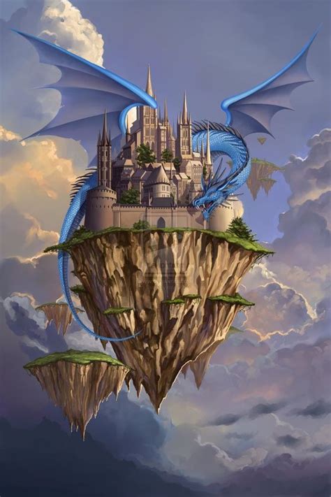 Dragon castle in the sky | Dragon pictures, Fantasy dragon, Dragon art