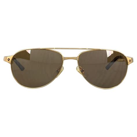 CARTIER Gold Tone Bushed Metal Edition Santos - Dumont Sunglasses For Sale at 1stDibs | edition ...