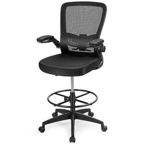 POWERED BY BUSINESS.Height Adjustable Drafting Chair with Lumbar Support and Flip Up Arms