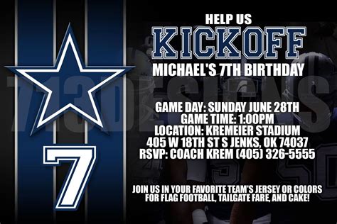 Dallas Cowboys Birthday Invitation Football Party Invitations, Cowboy ...