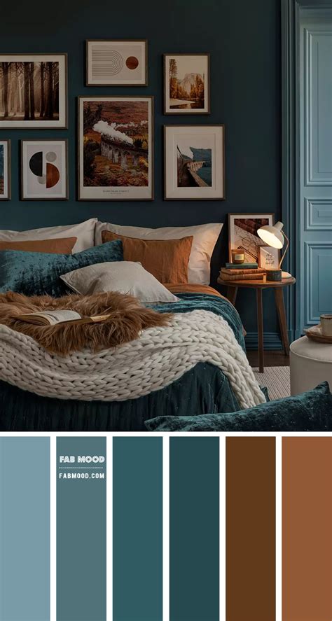 20 Best Bedroom Colour Combination Ideas : Navy Blue, Blue Teal and Brown