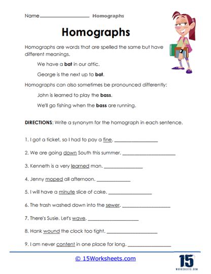 Homographs Worksheets - 15 Worksheets.com