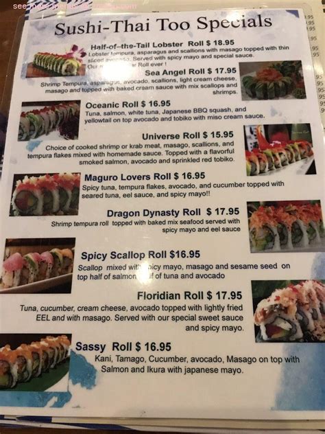 Menu at Sushi Thai Too restaurant, Bonita Springs