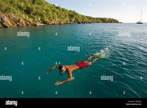 Snorkeling in Christmas Cove St Thomas US Virgin Islands Stock Photo ...