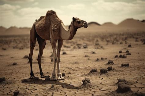 Image of a Camel Standing in the Middle of the Arid Desert. Wildlife Animals. Illustration Stock ...