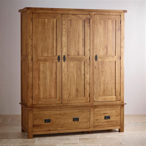 Original Rustic Solid Oak Triple Wardrobe | Bedroom Furniture