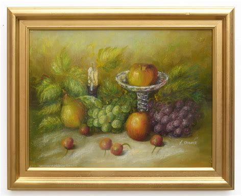 Antique Still Life Fruit Oil Painting Signed Framed Original – GalleryThane