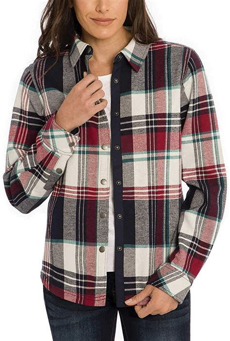 Orvis - Orvis Women Fleece Lined Cotton Flannel Plaid Shirt Jacket - Walmart.com - Walmart.com