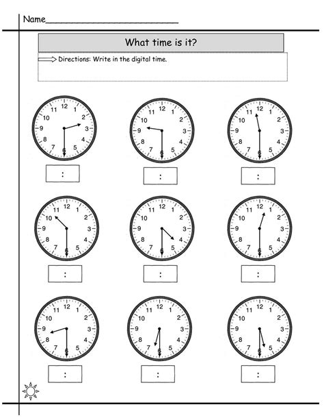 Printable Clock Worksheets For Kids