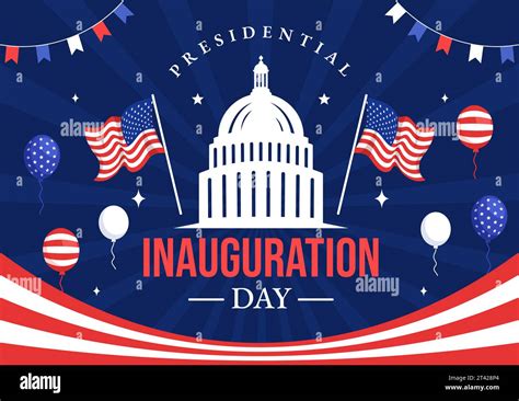 USA Presidential Inauguration Day Vector Illustration January 20 with Capitol Building ...