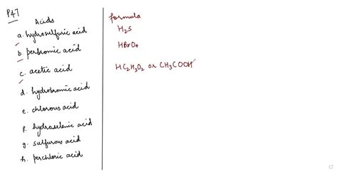 SOLVED:Write the formula for each of the following acids. a ...