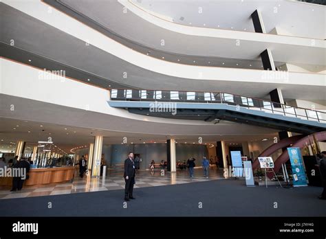 The United Nations general assembly building entrance foyer headquarters building New York City ...