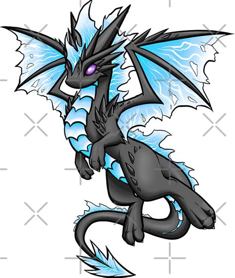 "Blue Lightning Dragon" Stickers by Rebecca Golins | Redbubble