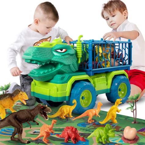 Dinosaur Truck Toys for Kids 3-5 Years, Tyrannosaurus Transport Car Carrier TrucK