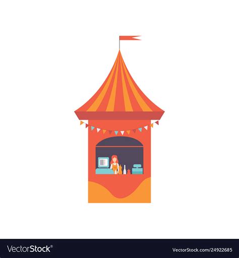 Street vendor booth with fast food and seller Vector Image