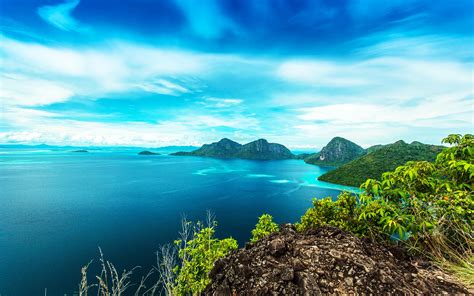 Malaysia beautiful landscape, Bohey Dulang Island, sea, coast, mountains wallpaper | nature and ...