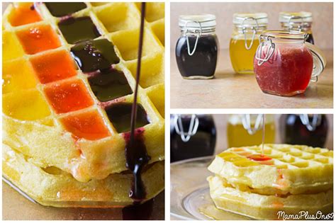 Fruit flavored syrups made with REAL fruit to amp up your waffle and pancake game! - Mama Plus One