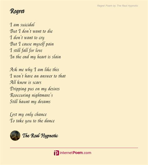 Regret Poem by The Real Hypnotic