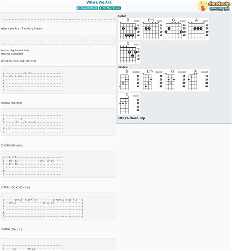 Chord: Where We Are - tab, song lyric, sheet, guitar, ukulele | chords.vip