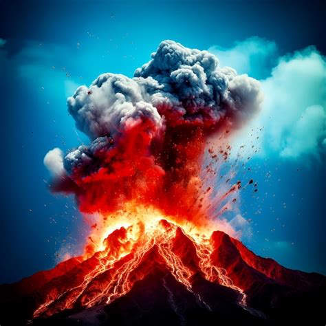 Premium AI Image | Volcanic eruption and fire lava