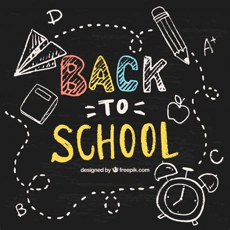 Free Vector | Hand drawn school objects on the blackboard | School ...