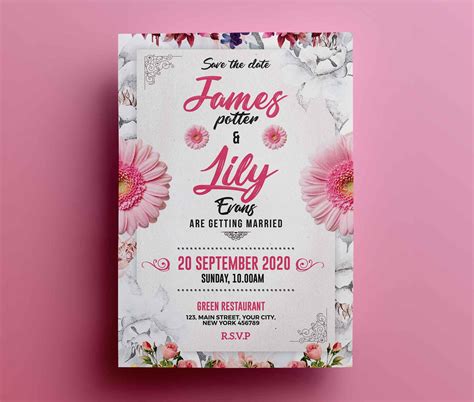 James & Lily Wedding Invitation Card Template (PSD)