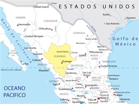 Mapa de Durango - Mapa Físico, Geográfico, Político, turístico y Temático.