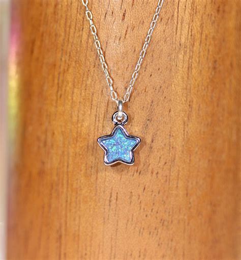 Blue star necklace Silver star pendant necklace blue druzy | Etsy