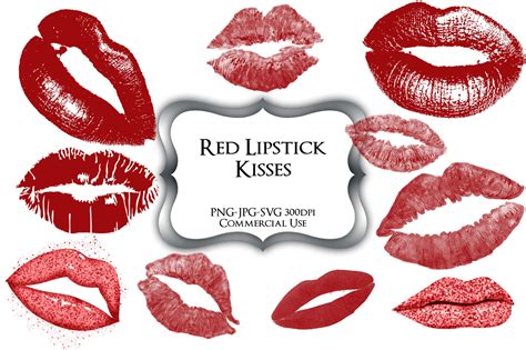 Red Lipstick Kisses PNG/JPG/SVG Clipart Graphics - Crella