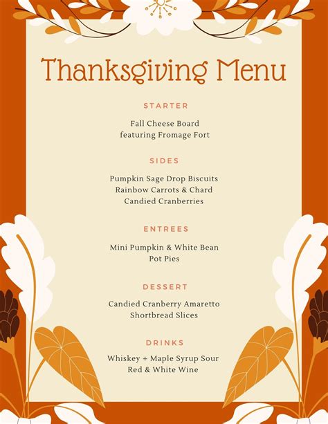 Thanksgiving Menu Template Printable - Detrester.com