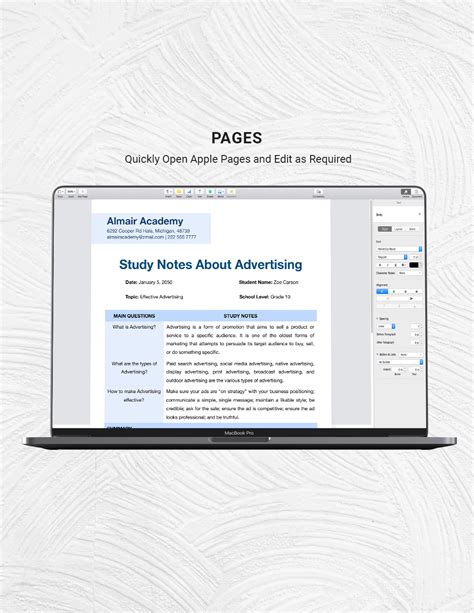 Digital Note Taking Template in Pages, Word, Google Docs - Download ...